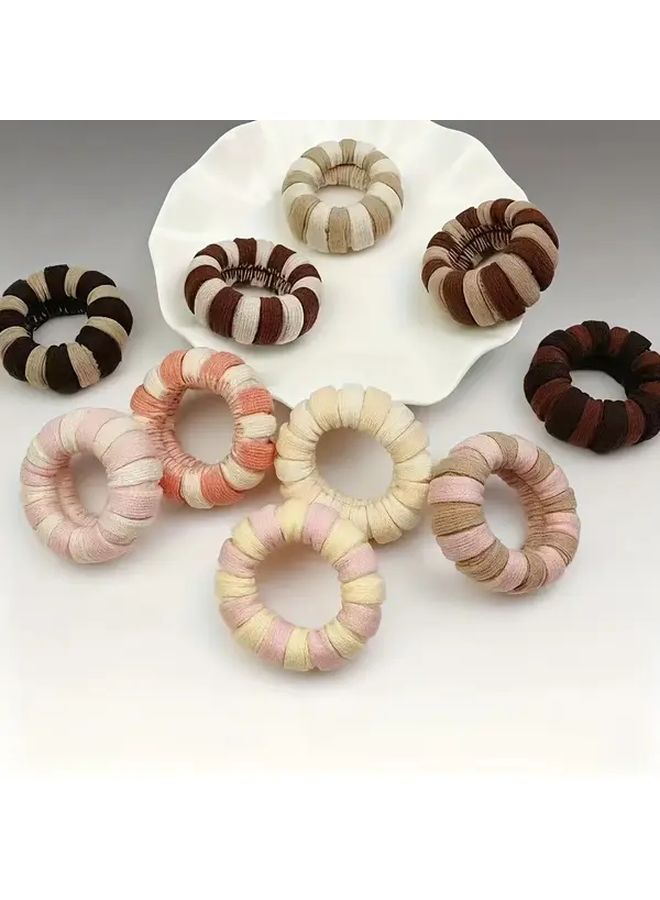 5pcs Gradient Pink Thickened Hair Ties High Elasticity No Damage Hair Autumn Winter - Image 1